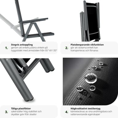 Aluminium hagebord med 8 stoler - Hagemøbler - antrasitt