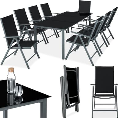 Aluminium hagebord med 8 stoler - Hagemøbler - antrasitt