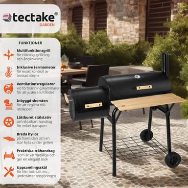 Kullgrill med termometer - svart