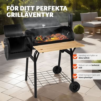 Kullgrill med termometer - svart