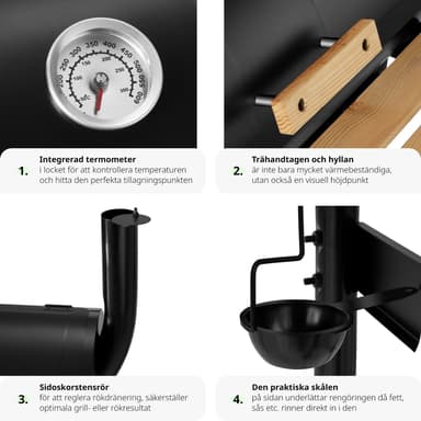 Kullgrill med termometer - svart
