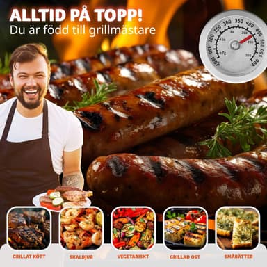 Kullgrill med termometer - svart