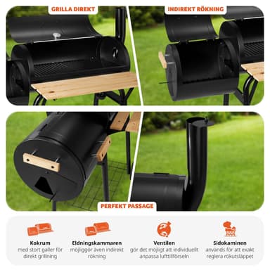 Kullgrill med termometer - svart