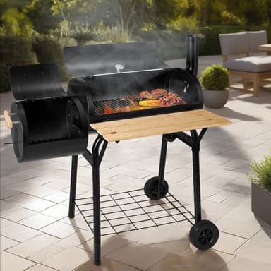 Kullgrill med termometer - svart