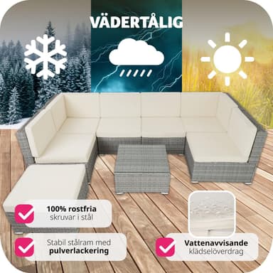 Hagemøbel sofagruppe poly rotting Venezia - lysegrå