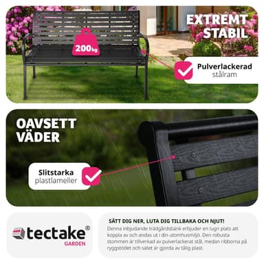 Hagebenk Pino 3-seter 126x62x81,5cm - svart