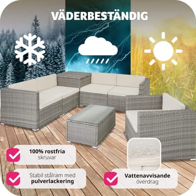 Hagemøbel sofagruppe poly rotting Pisa - lysegrå