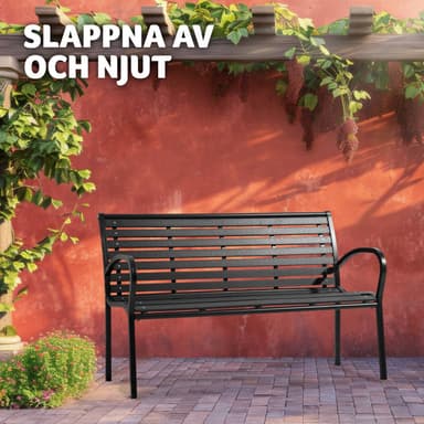 Hagebenk Pino 3-seter 126x62x81,5cm - svart