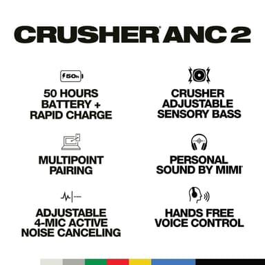 Skullcandy Crusher ANC 2 trådløse around-ear hodetelefoner (bone)
