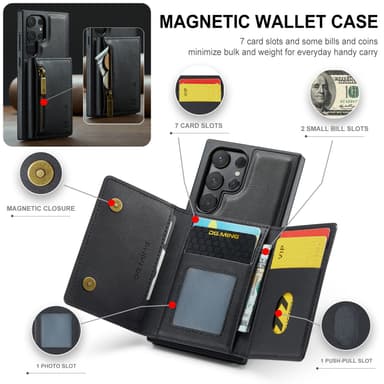 Samsung S24 FE-deksel med RFID-beskyttelse / Magnetisk lommebokdeksel med kortholder