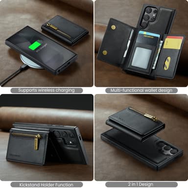 Samsung S24 FE-deksel med RFID-beskyttelse / Magnetisk lommebokdeksel med kortholder