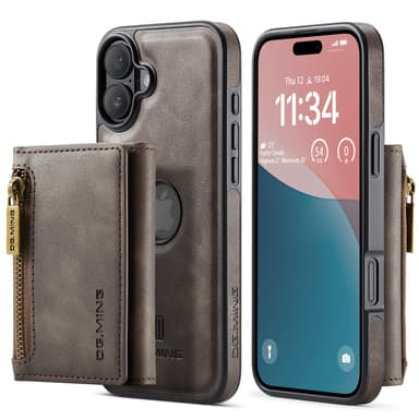 2-i-1 magnetisk lommebokdeksel for iPhone 16 Plus - Kaffe (M5 Combo)