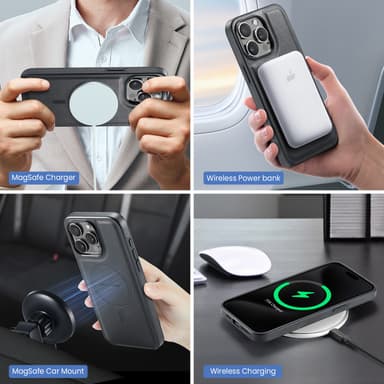 K1 Magnetic Trådløs Lading Telefonveske til iPhone 16 Plus - Svart