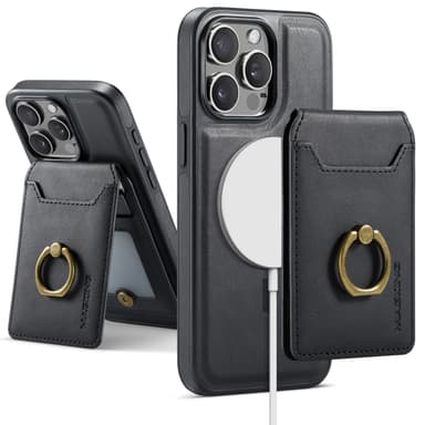 K1 Magnetic Trådløs Lading Telefonveske til iPhone 16 Plus - Svart