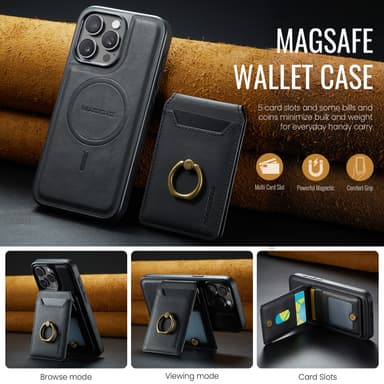 K1 Magnetic Wireless Charging Telefonveske til iPhone 16 Pro Max - Svart