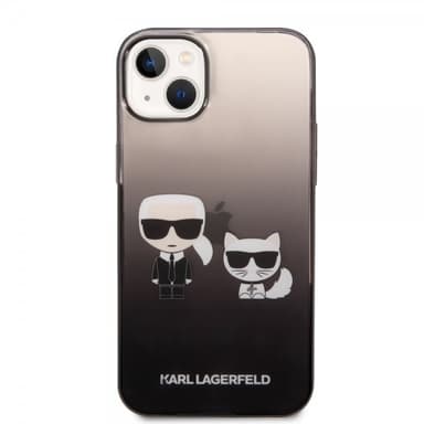 Karl Lagerfeld iPhone 14 Plus Deksel Karl & Choupette Gradient Svart