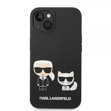 Karl Lagerfeld iPhone 14 Plus Deksel Liquid Silicone Karl & Choupette Svart