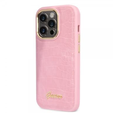 Guess iPhone 14 Pro Deksel Croco Rosa
