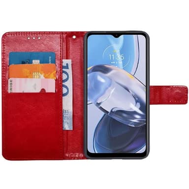 Mobil lommebok 3-kort Motorola Moto E22i - Rød