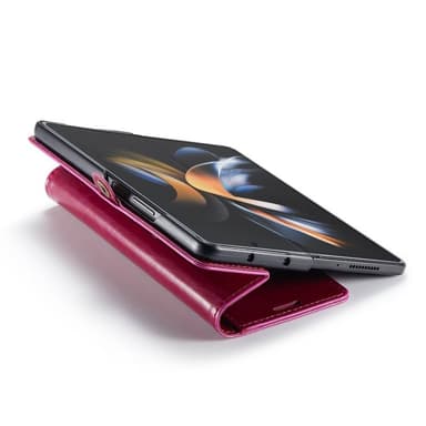 Mobil lommebok 3-korts ekte lær Samsung Galaxy Z Fold 4 - Burgunder