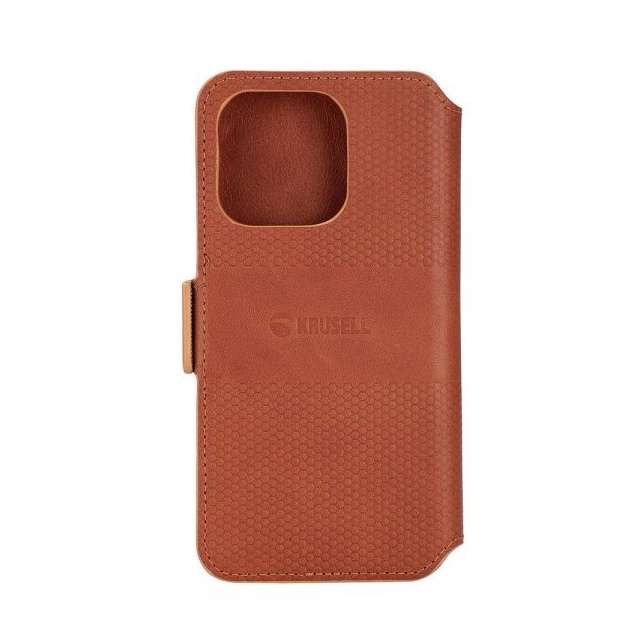 Krusell iPhone 14 Pro Etui Leather PhoneWallet Cognac