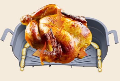 Sammenleggbar firkantet Air Fryer-silikonform 17,5 cm Sort