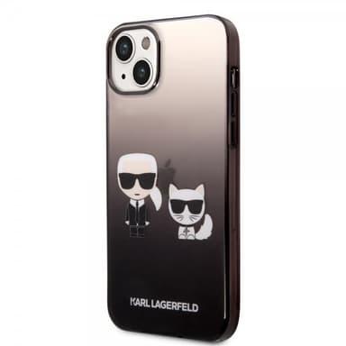 Karl Lagerfeld iPhone 14 Plus Deksel Karl & Choupette Gradient Svart