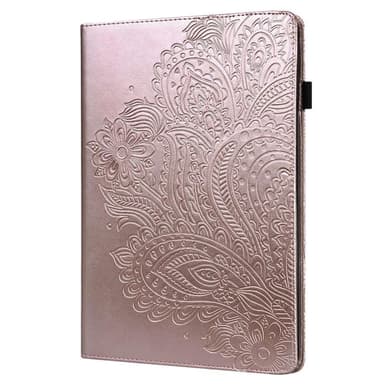 Apple iPad 10.9 2022 Sammenleggbart Veske Kortholder Blomster - Rose Gull