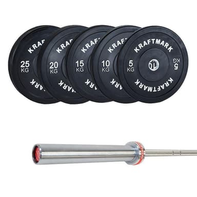Kraftmark Vektsett 50 mm - Olympisk vektstang CF 3.0 + Bumpers 1.0