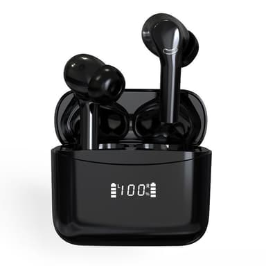 Trådløse ørepropper ENC støyreduksjon Bluetooth 5.2 IPX5 Sort