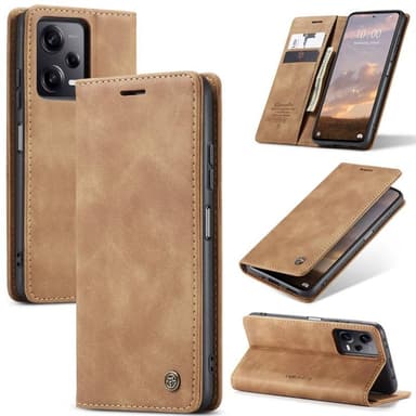CaseMe Smart Magnet Flipdeksel Xiaomi Redmi Note 12 Pro 5G - Brun