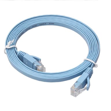 NÖRDIC Cat6 U/UTP flat nettverkskabel 7,5m 250MHz båndbredde og 10Gbps overføringshastighet blå