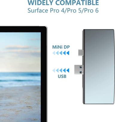 NÖRDIC USB-dokkingstasjon for MicroSoft Surface 1xHDMI4k30Hz 3xUSB-A 5Gbps og 1xTF og 1xSD