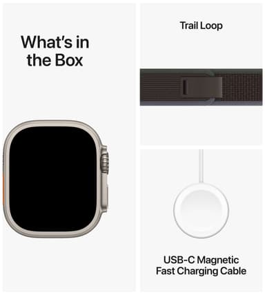 Apple Watch Ultra 2 49mm GPS+CEL Titanium M/L (Blå/Sort/Trail Loop)
