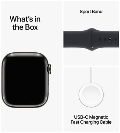 Apple Watch S9 45mm GPS+CEL (Graphite SS/Midnight Sport Band) M/L