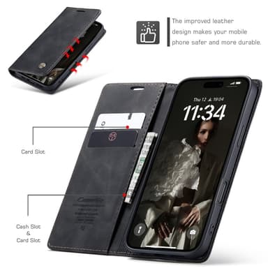 CASEME Lommebok-deksel iPhone 16 Plus - Svart
