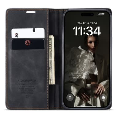 CASEME Lommebok-deksel iPhone 16 Plus - Svart