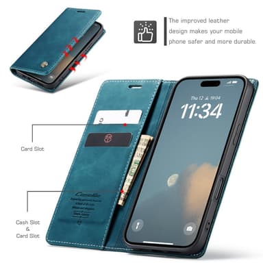 CASEME Lommebok-deksel iPhone 16 - Blå