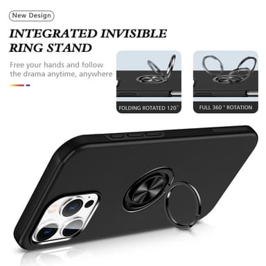 Til iPhone 16 Pro Hybrid Deksel Med Fingerring - Svart