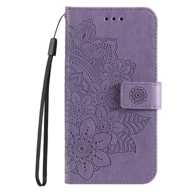 Til Xiaomi Redmi 14C Lommebok-deksel med blomstermønster - lilla