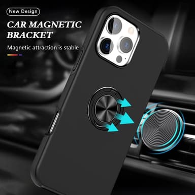 Til iPhone 16 Pro Hybrid Deksel Med Fingerring - Svart