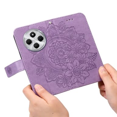 Til Xiaomi Redmi 14C Lommebok-deksel med blomstermønster - lilla
