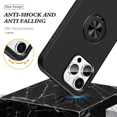 Til iPhone 16 Pro Hybrid Deksel Med Fingerring - Svart