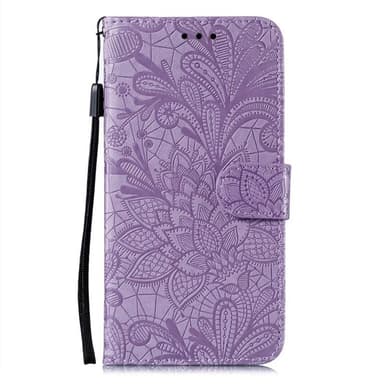 Til Samsung Galaxy A16 5G/A16 4G PU lærveske med blomstermønster - lilla