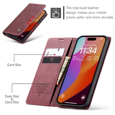 CASEME Lommebok-deksel iPhone 16 Pro - Rød