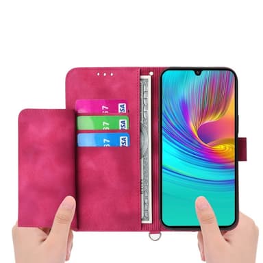 Til Samsung Galaxy A16 5G/A16 4G Deksel med Blomstermønster Lommebok-deksel - Rød