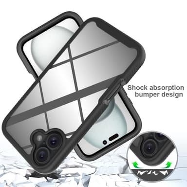 Deksel til iPhone 16 Plus PC+TPU Klar telefonveske med PET-skjermfilm