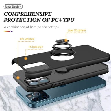 iPhone 13 Pro Max Hybrid Deksel Med Fingerring - Svart