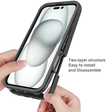 Deksel til iPhone 16 Plus PC+TPU Klar telefonveske med PET-skjermfilm