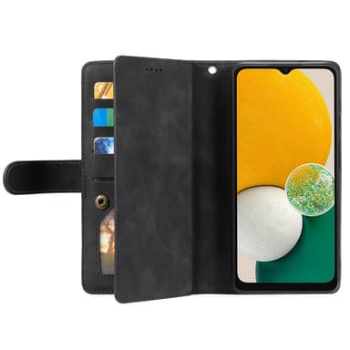 Til Samsung Galaxy S24 FE Deksel med Glidelås og 9 Kortspor i PU Lær - Svart